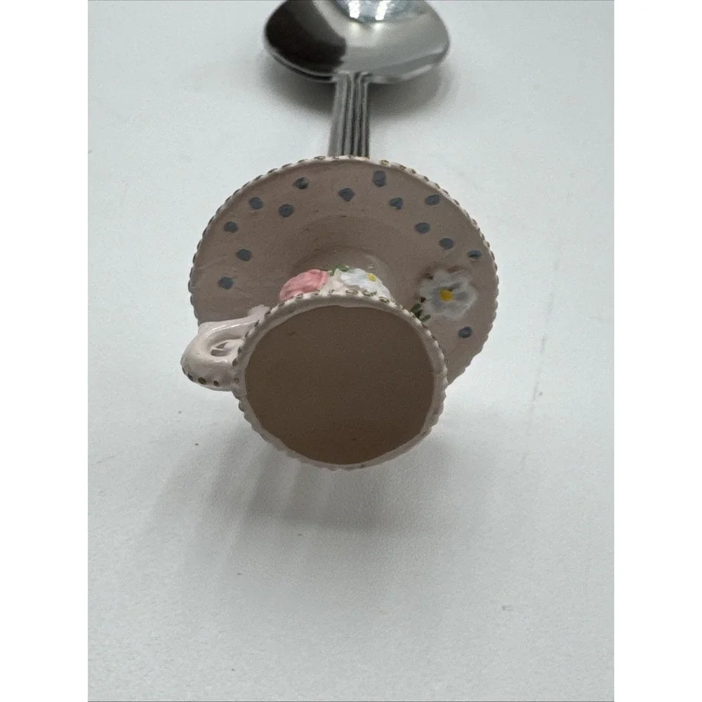 2000 Avon Tea TIME Memories Pink Tea Cup Saucer COLLECTOR SPOON Stainless Steel